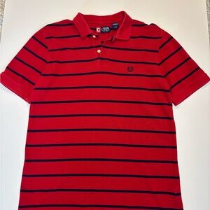 Chaps Red Polo with Dark Blue Stripes